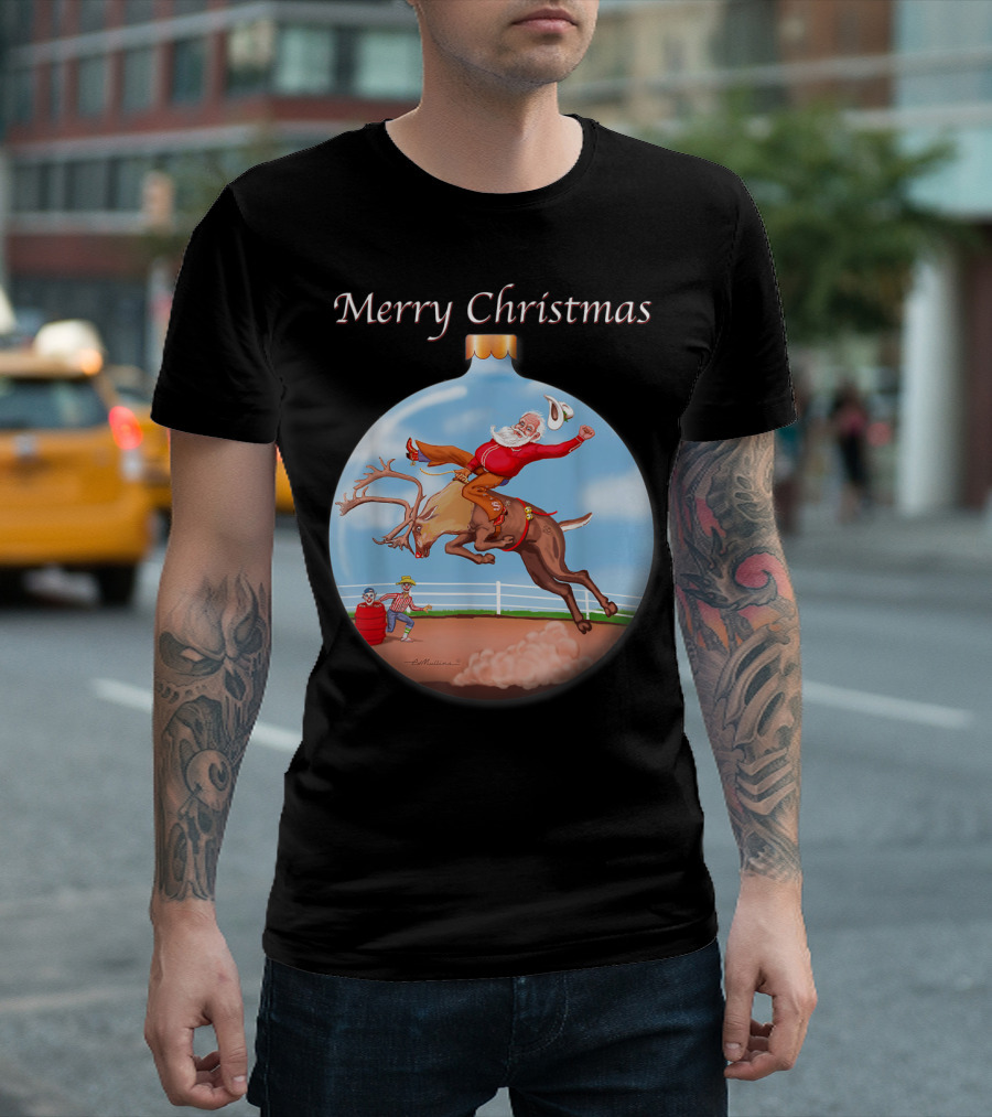 Merry Christmas Santa Claus Riding Rudolph T-Shirt