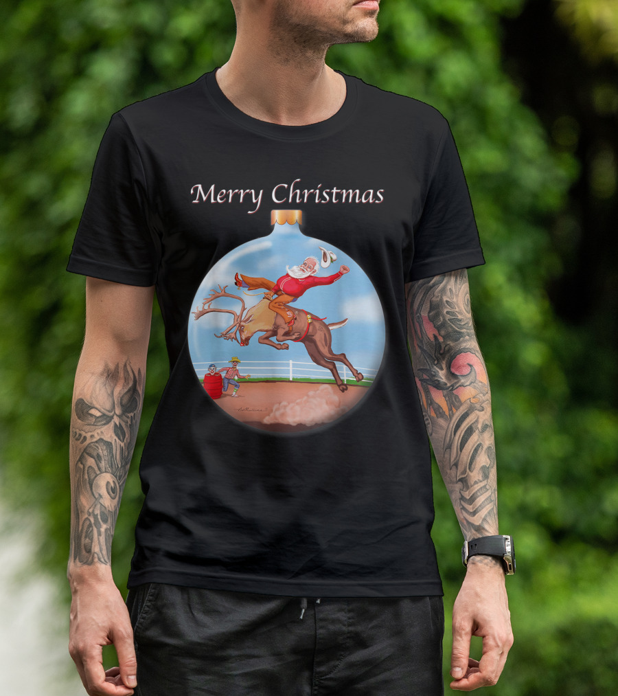Merry Christmas Santa Claus Riding Rudolph T-Shirt