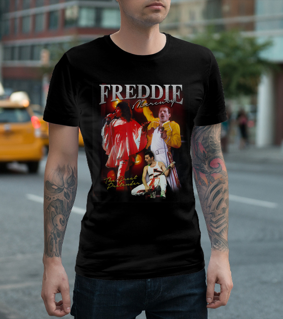Freddie Mercury The Great Pretender Concert Image Montage T-Shirt
