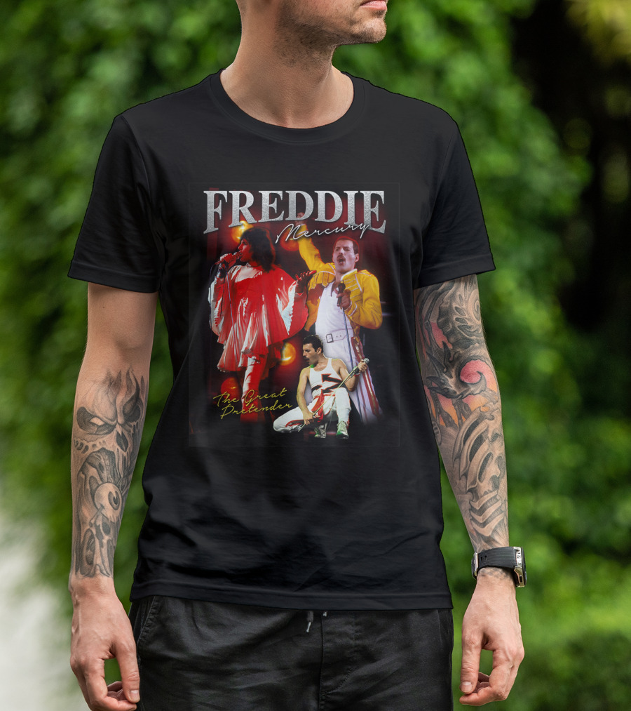 Freddie Mercury The Great Pretender Concert Image Montage T-Shirt