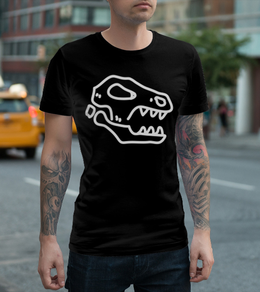 Trex Skull Fossil Kids Dinosaur Badge T-Shirt