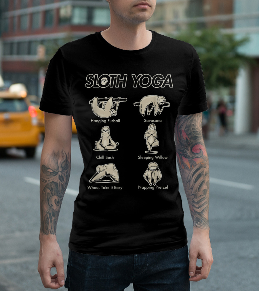 Vintage Funny Cute Sloth Yoga Lover Hanging Furball Savasana Chill Sesh Sleeping Willow Napping Pretzel T-Shirt