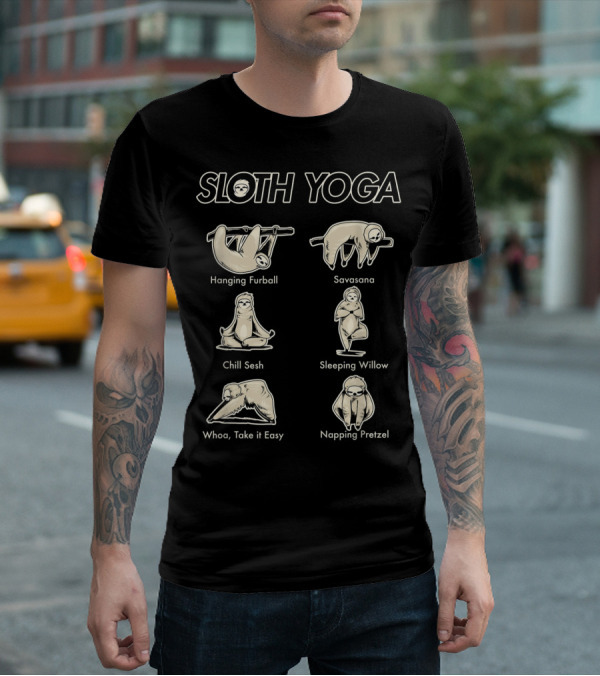 Vintage Funny Cute Sloth Yoga Lover Hanging Furball Savasana Chill Sesh Sleeping Willow Napping Pretzel T-Shirt