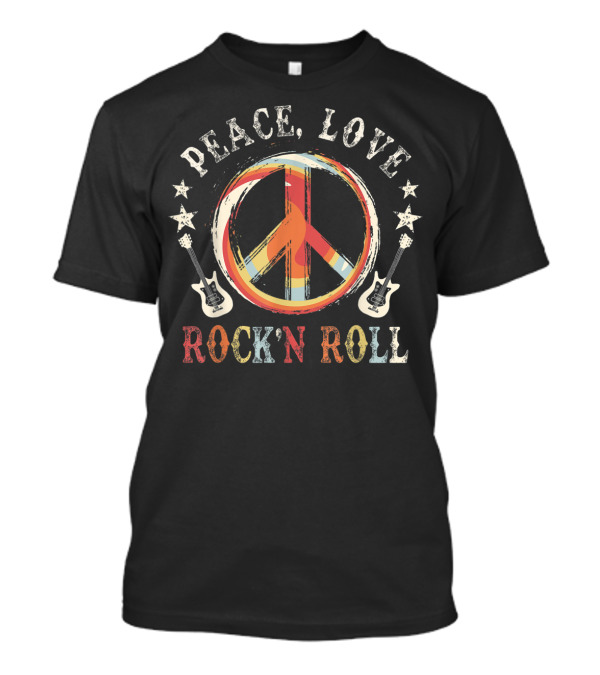 Peace Love Rock'n Roll Vintage Guitar Iconic T-Shirt
