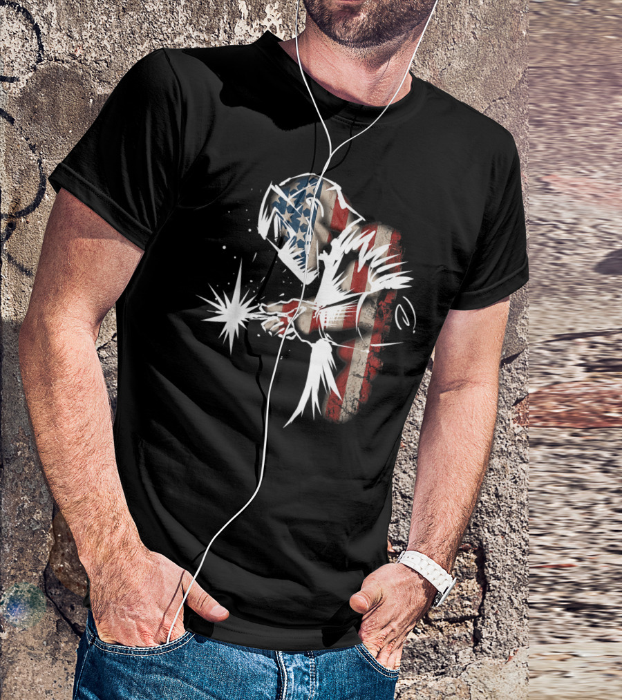 Welder American Flag USA Patriotic Welding Helmet T-Shirt