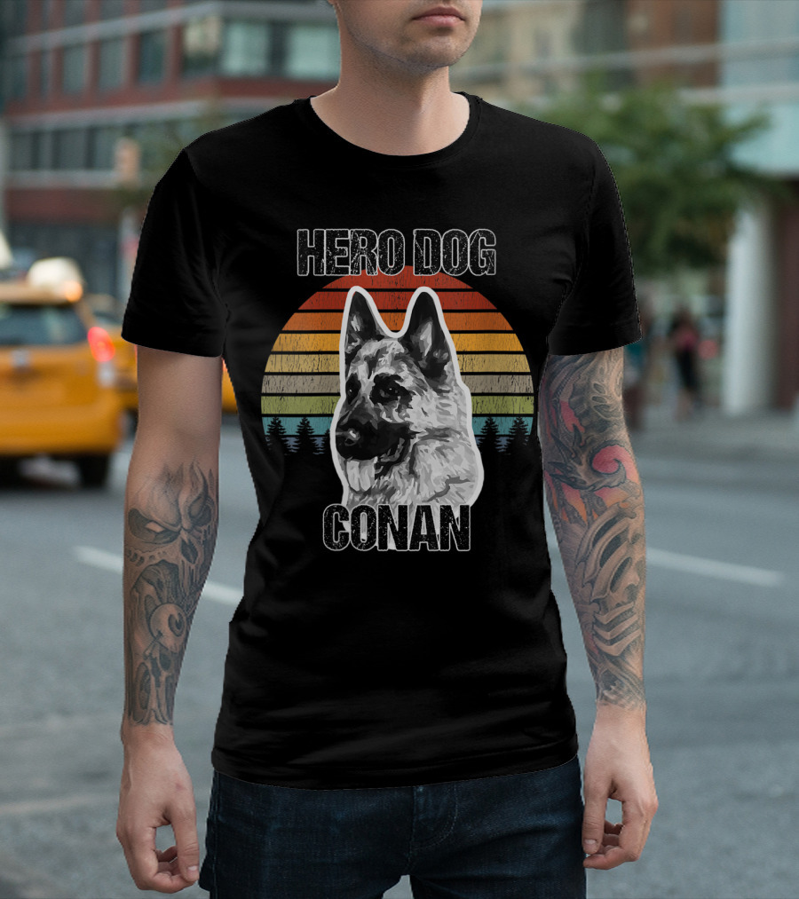 Hero Dog Conan Vintage Style Sunset Stripes T-Shirt