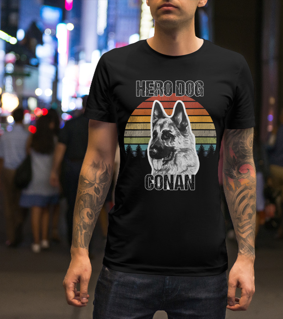 Hero Dog Conan Vintage Style Sunset Stripes T-Shirt