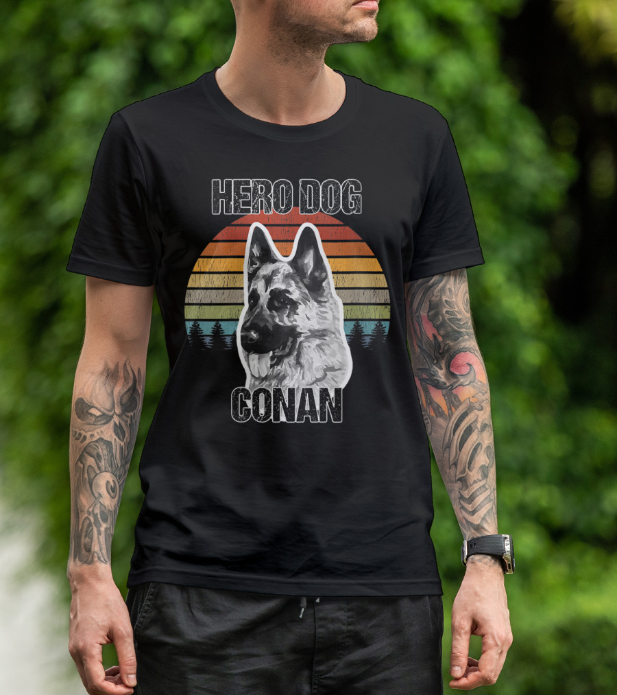 Hero Dog Conan Vintage Style Sunset Stripes T-Shirt