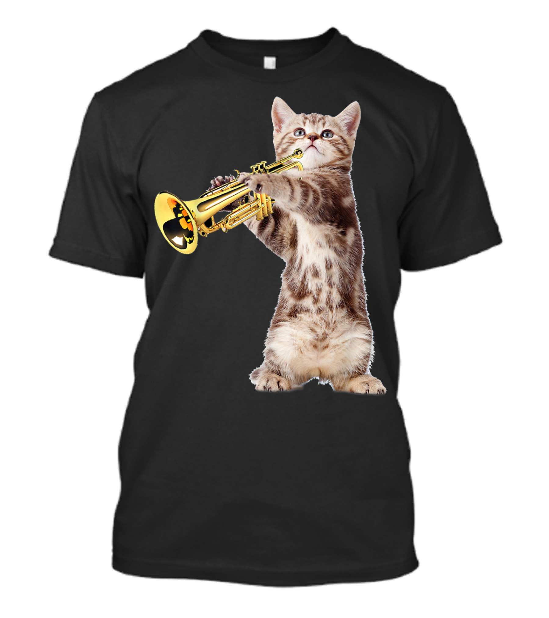 Birthday Christmas Vintage Cat Playing Trumpet T-Shirt
