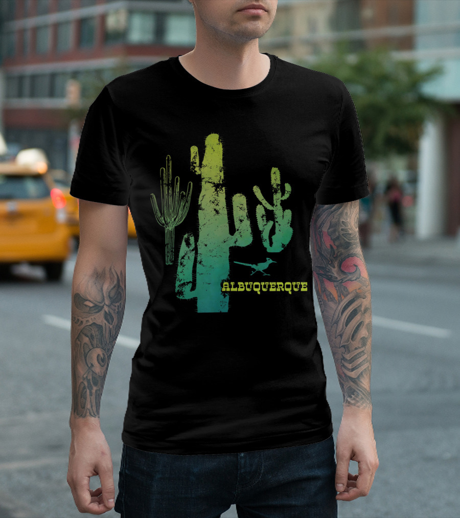 Albuquerque New Mexico Desert Cactus And Roadrunner T-Shirt