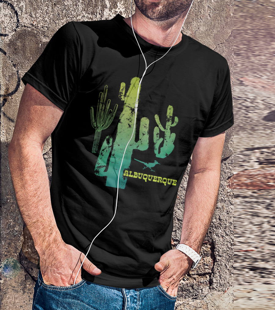 Albuquerque New Mexico Desert Cactus And Roadrunner T-Shirt