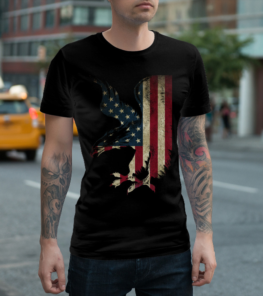 American Patriot Freedom Bald Eagle USA Flag T-Shirt