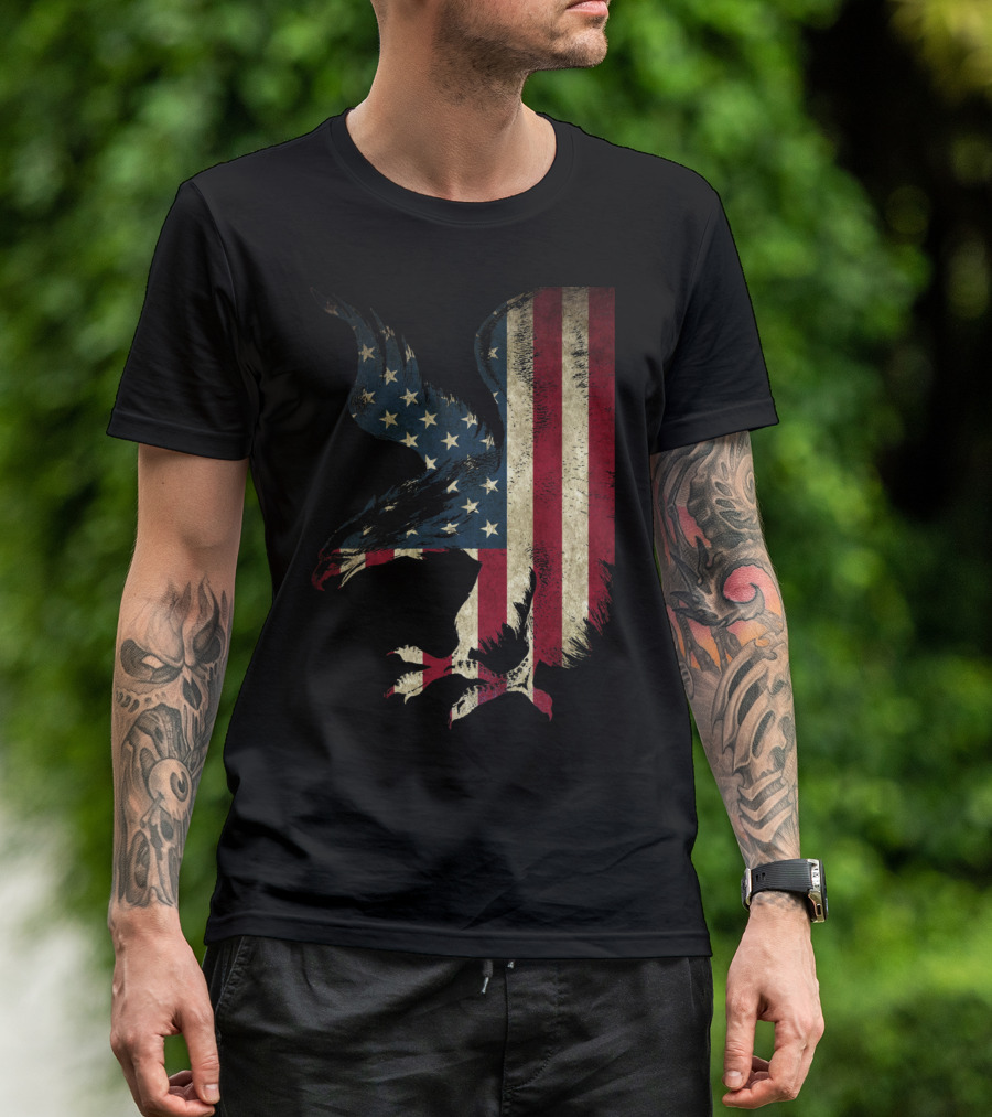 American Patriot Freedom Bald Eagle USA Flag T-Shirt