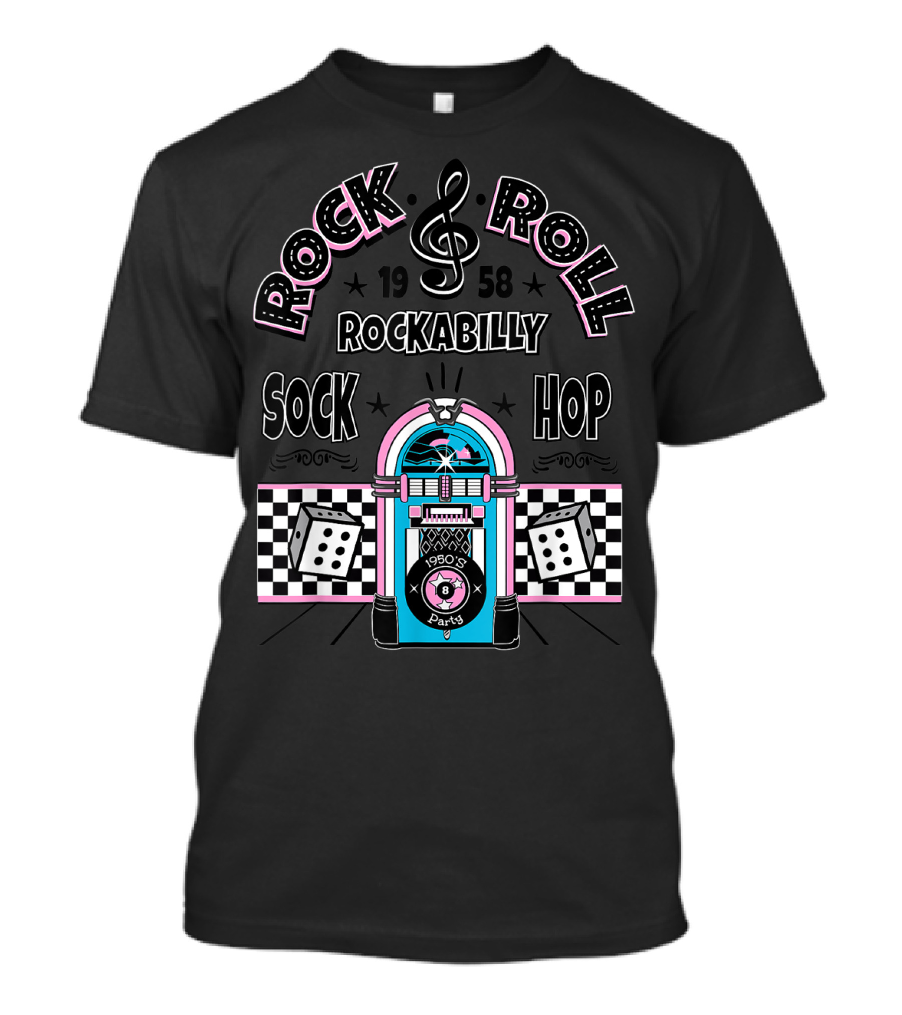 Rock And Roll Rockabilly 1958 Sock Hop Party Jukebox T-Shirt