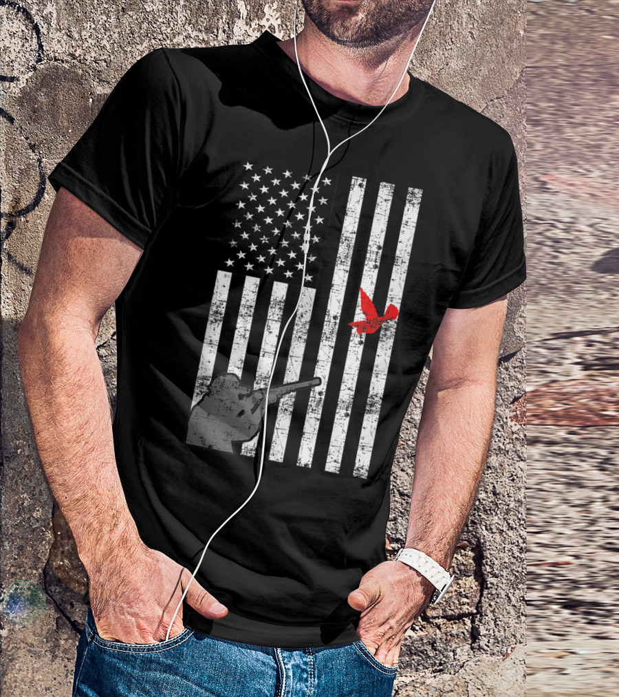 American Flag Bird Hunter Trapping USA Loyal Hunter T-Shirt