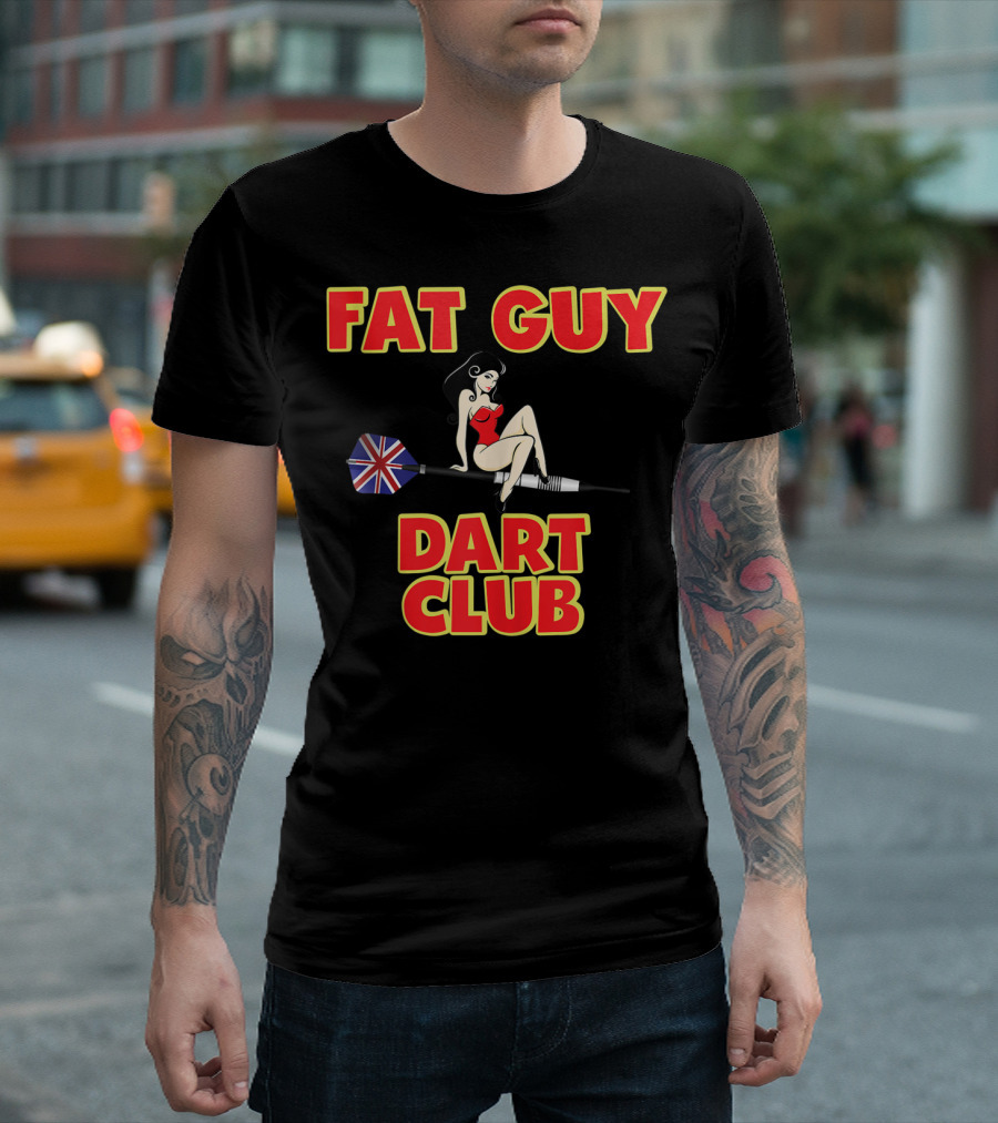 Fat Guy Dart Club Funny Darts Bar Games UK Union Jack T-Shirt