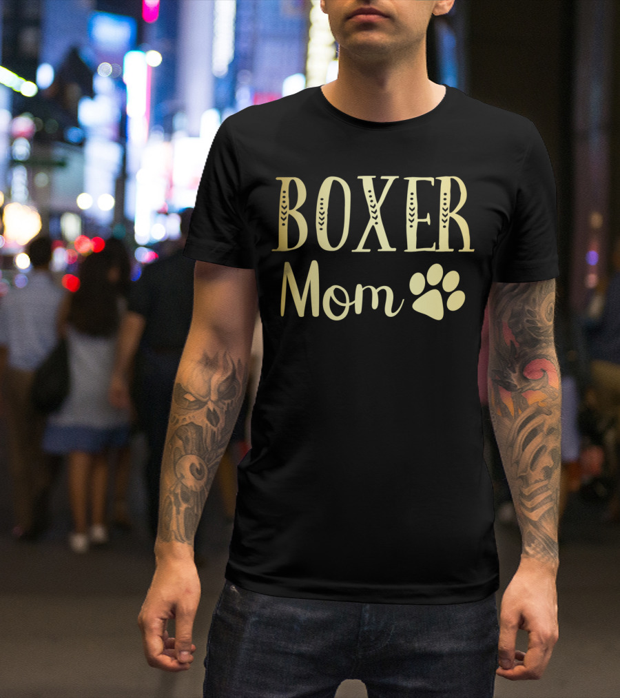 Boxer Mom Funny Dog Lovers Owner Womens Girls Paw Prints T-Shirt