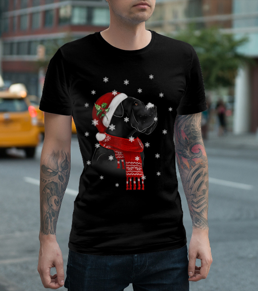 Cane Corso Christmas Tree Xmas For Cane Corso with Santa Hat and Snowflakes T-Shirt