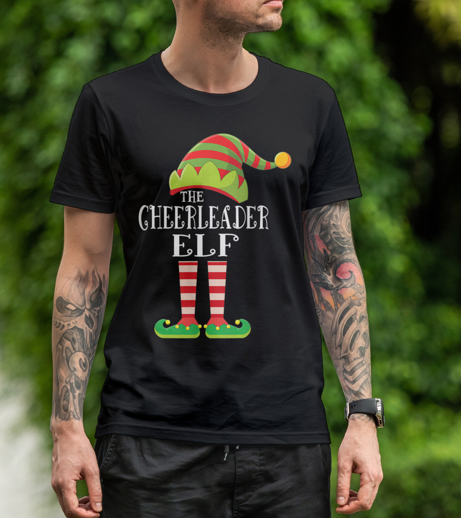 The Cheerleader Elf Matching Family Group Festive Holiday T-Shirt