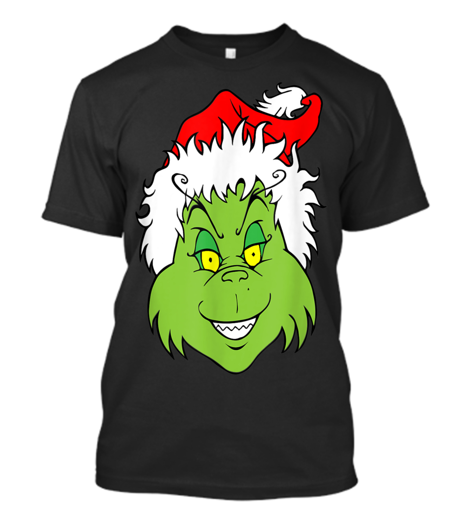 Grinch Christmas Face Santa Hat Smile T-Shirt