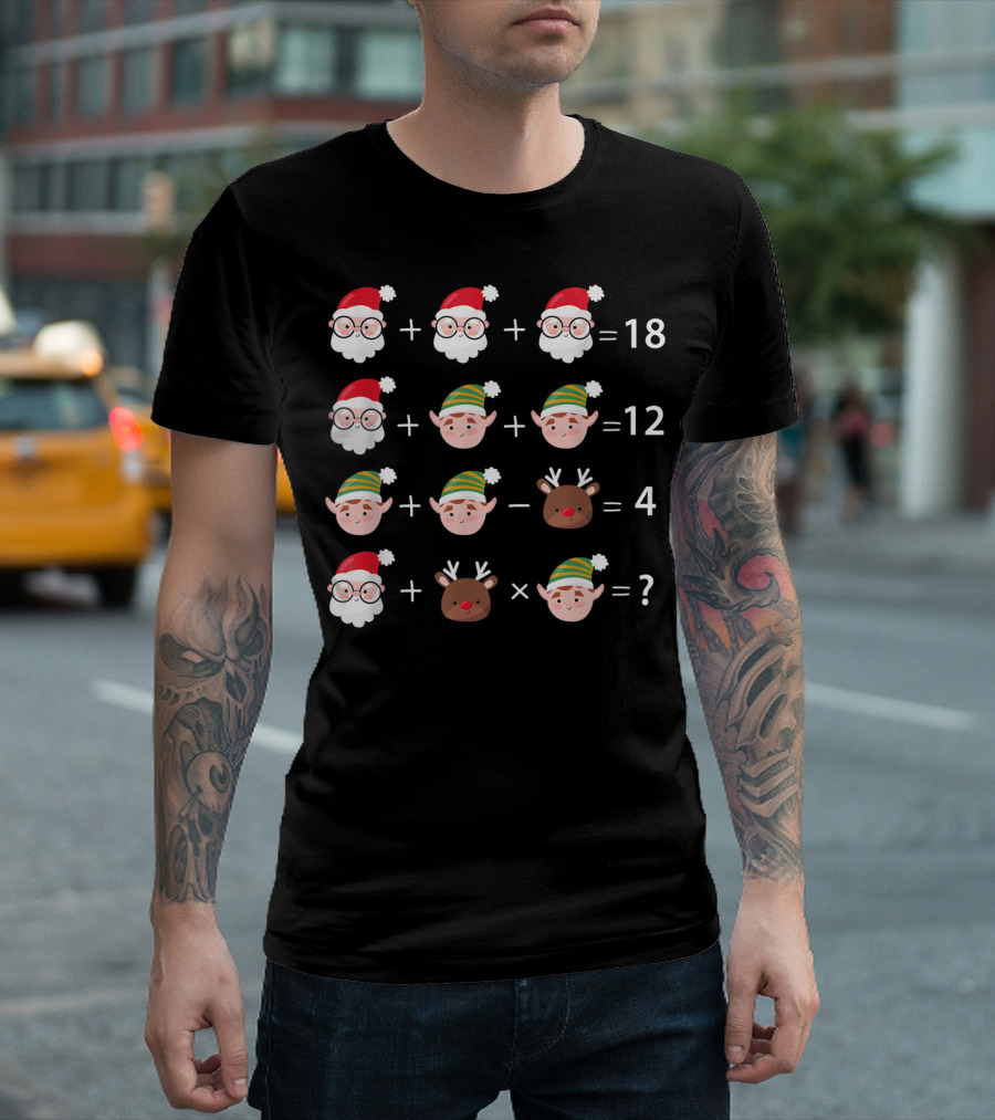 Christmas Math Quiz Santa Claus Elf Reindeer Equation T-Shirt