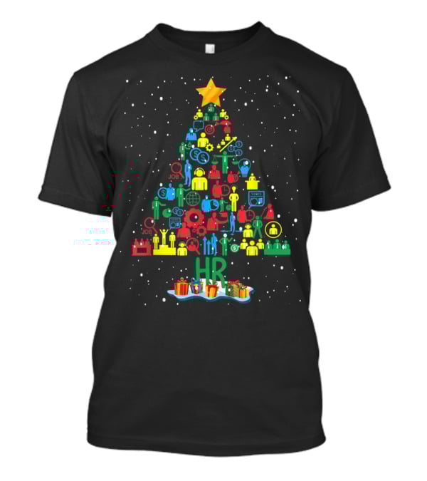 HR Christmas Tree With Job And People Icons T-Shirt