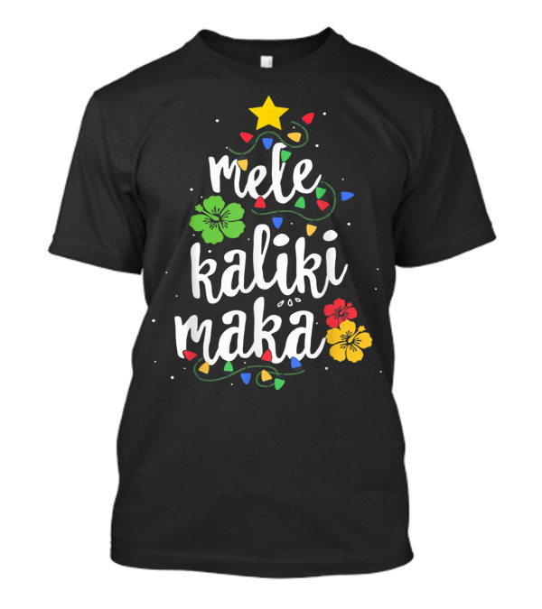 Mele Kalikimaka Christmas Tree Lights Hibiscus Tropical T-Shirt