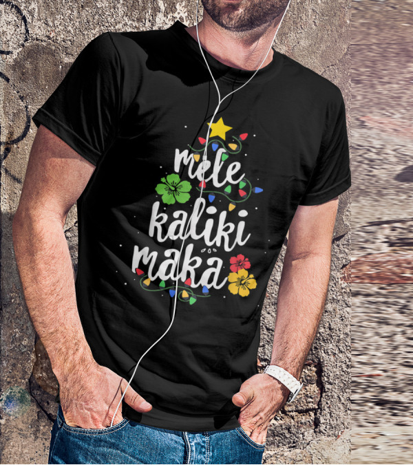 Mele Kalikimaka Christmas Tree Lights Hibiscus Tropical T-Shirt