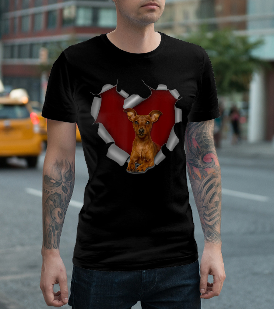 Cute Miniature Pinscher Torn Heart T-Shirt