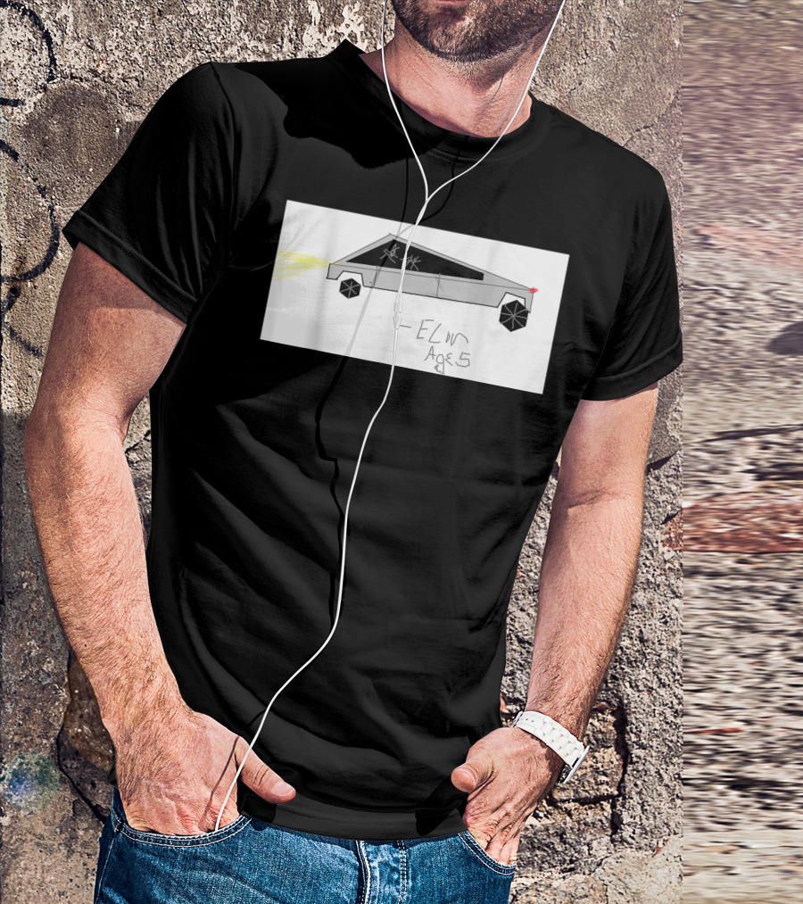 Cyber Futuristic Truck Drawing By Elon Age 5 Child Auto T-Shirt