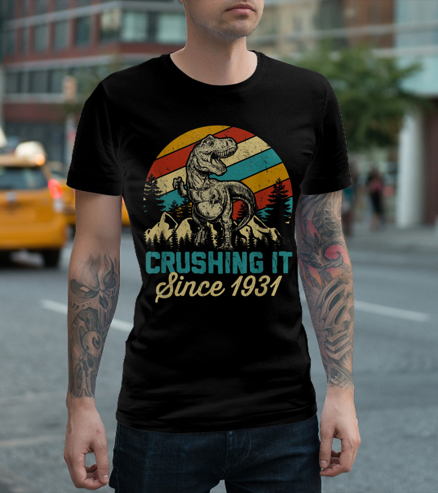 Crushing It Since 1931 Dinosaur 89Th Years Old Birthday Boy T-Shirt