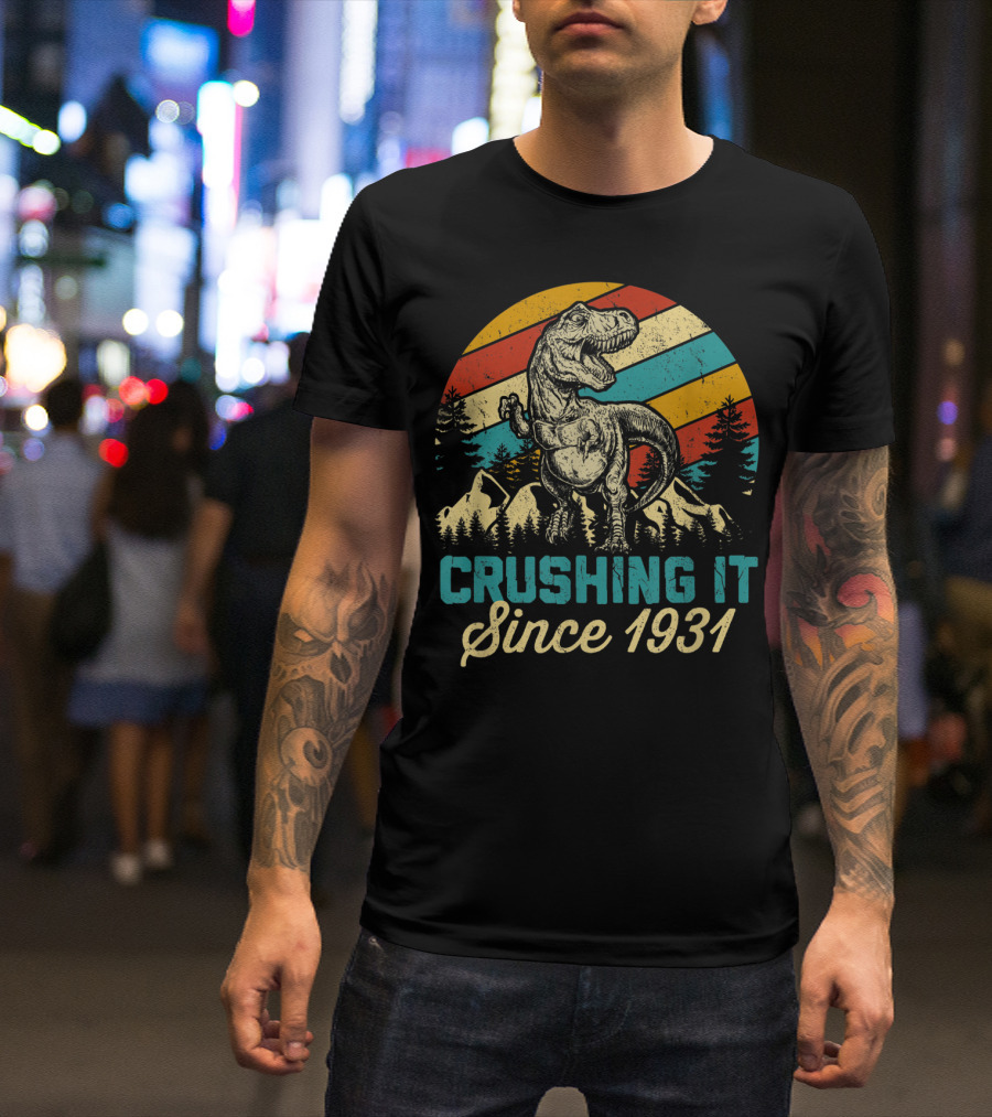 Crushing It Since 1931 Dinosaur 89Th Years Old Birthday Boy T-Shirt