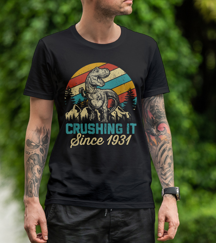 Crushing It Since 1931 Dinosaur 89Th Years Old Birthday Boy T-Shirt