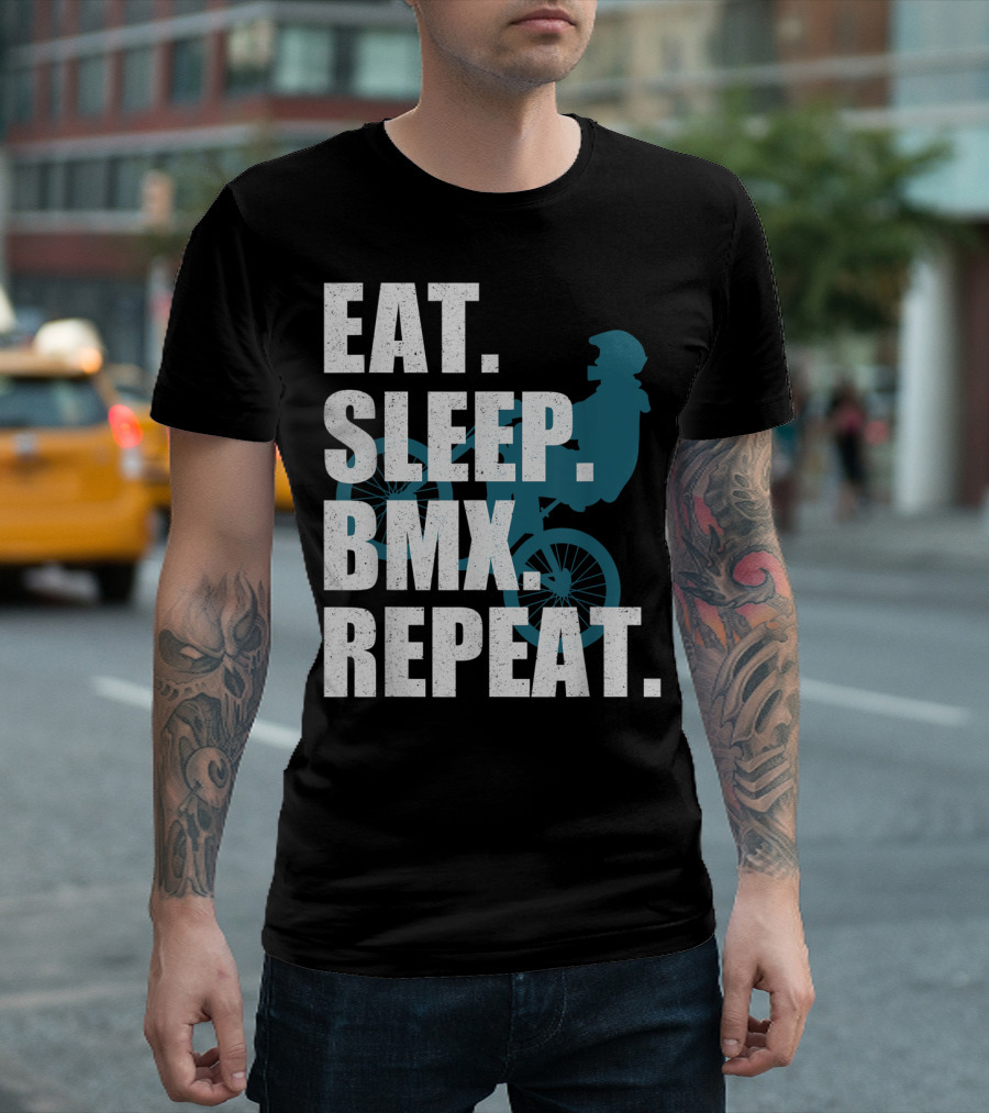 Eat Sleep BMX Repeat Funny Vintage BMX Rider T-Shirt