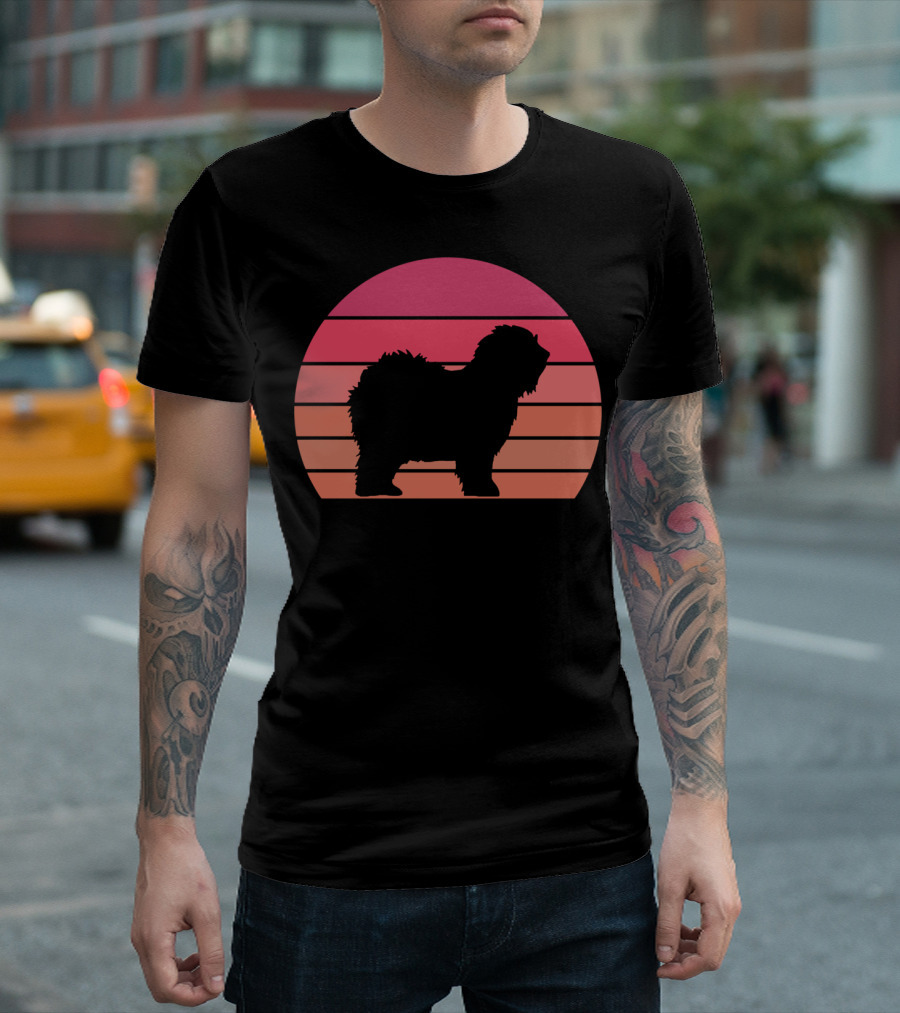 English Sheepdog Cool Vintage Sunset T-Shirt