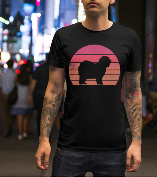 English Sheepdog Cool Vintage Sunset T-Shirt