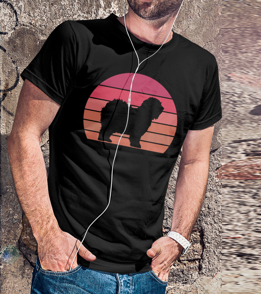 English Sheepdog Cool Vintage Sunset T-Shirt