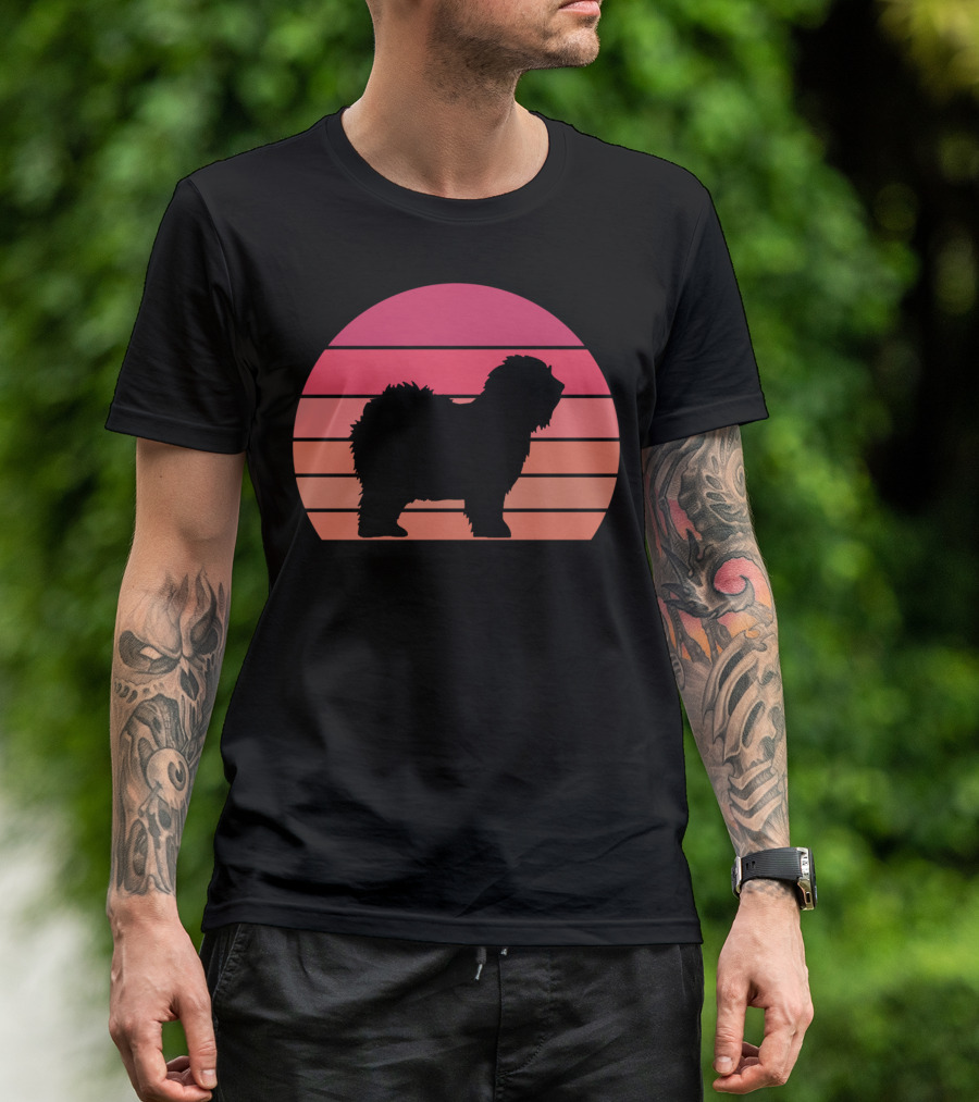 English Sheepdog Cool Vintage Sunset T-Shirt