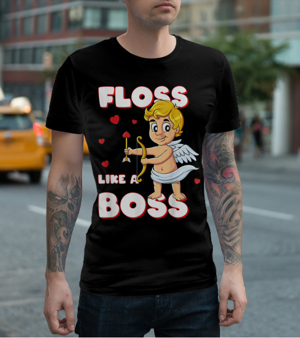 Floss Like A Boss Cupid Valentine's Day Bow Arrow Hearts T-Shirt