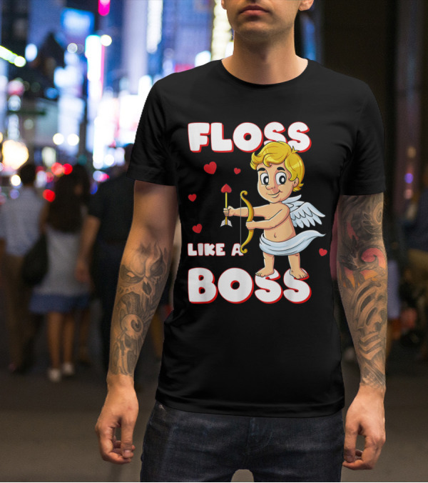 Floss Like A Boss Cupid Valentine's Day Bow Arrow Hearts T-Shirt