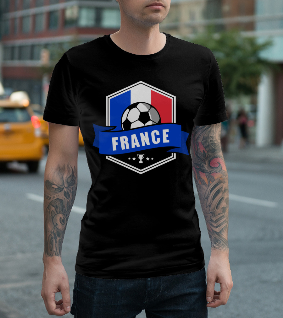 France Soccer French Team Ball Flag Trophy Fan T-Shirt