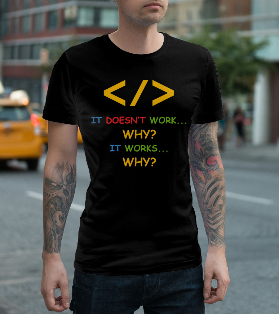 Funny Programmer Software Developer It Doesn't Work Why It Works Why T-Shirt