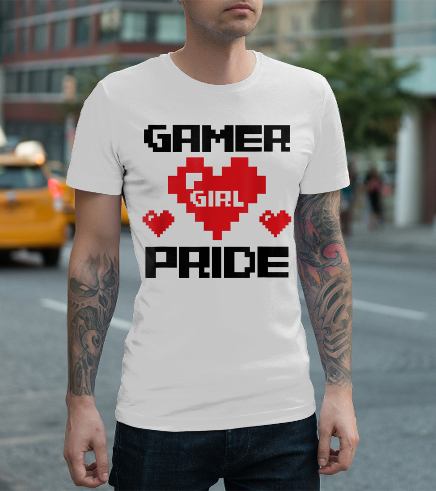 Gamer Girl Pride Pixel Heart Cute Female Gaming T-Shirt