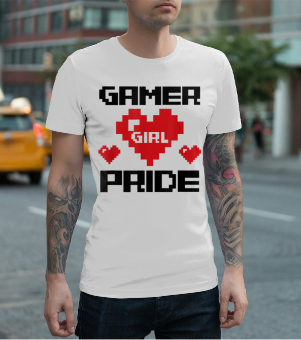 Gamer Girl Pride Pixel Heart Cute Female Gaming T-Shirt