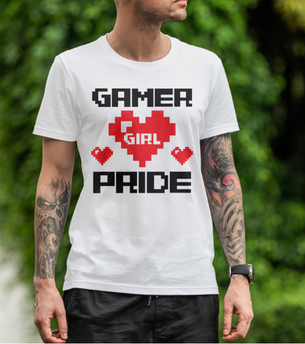 Gamer Girl Pride Pixel Heart Cute Female Gaming T-Shirt