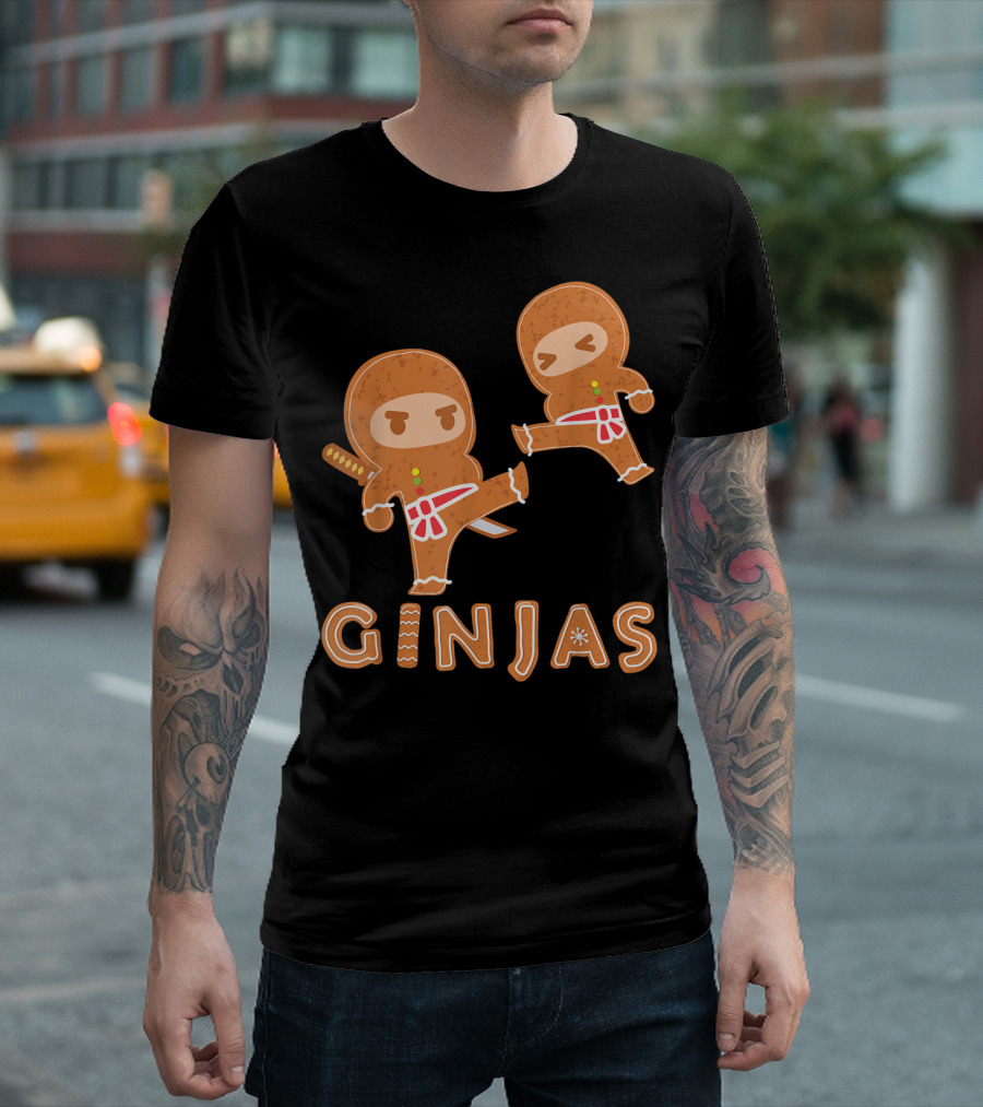 Ginjas Gingerbread Ninjas Fun Cookie Martial Arts Characters T-Shirt