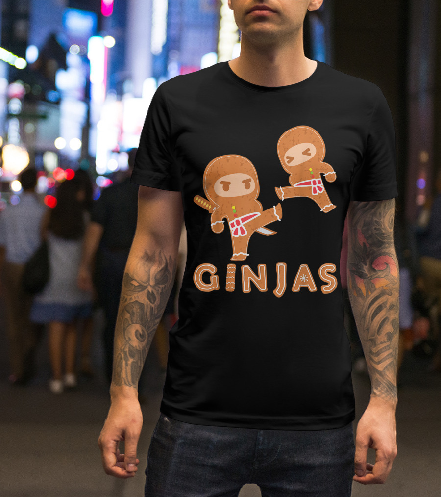 Ginjas Gingerbread Ninjas Fun Cookie Martial Arts Characters T-Shirt