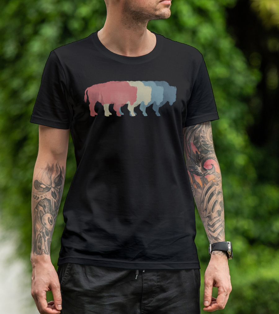 Save Buffalo Bison Colorful Silhouette Graphic 365 T-Shirt