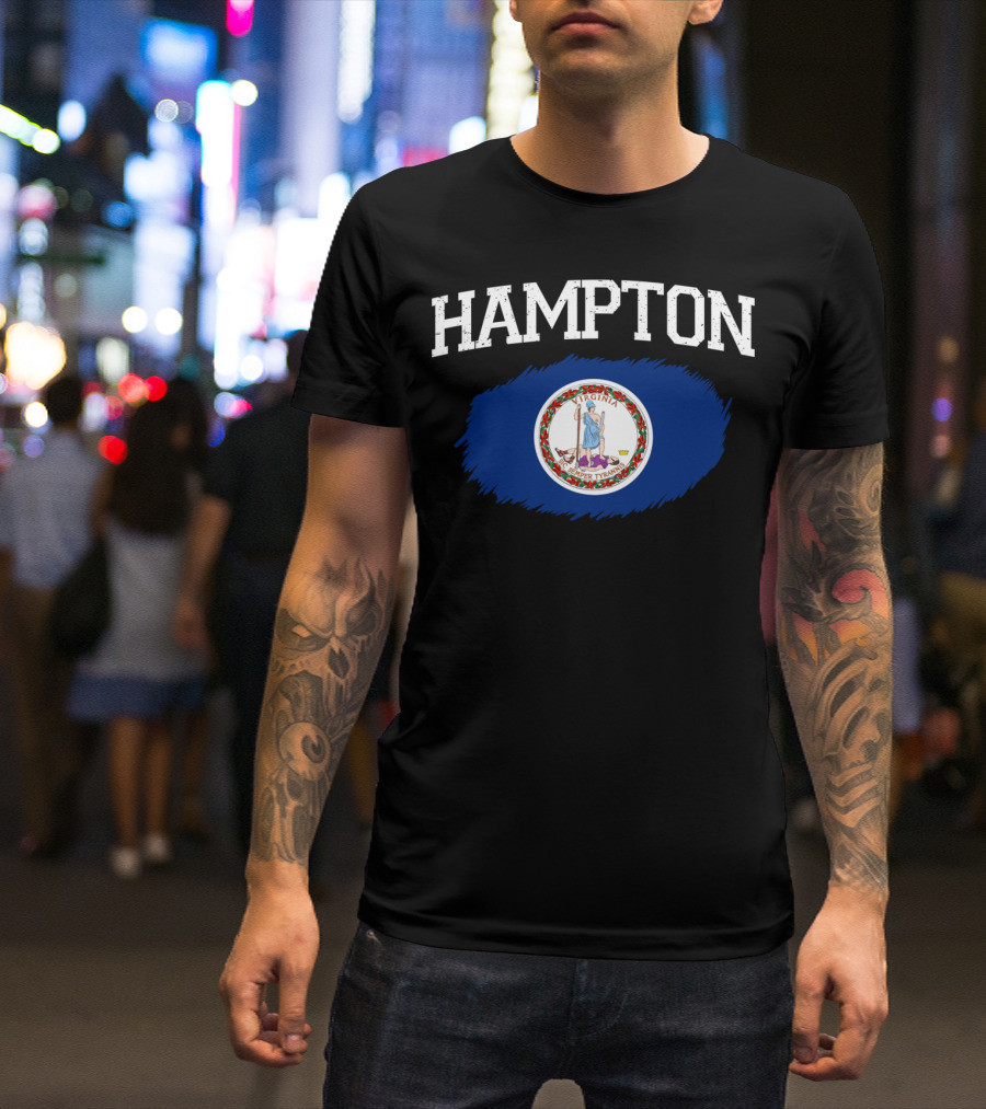 Hampton Virginia State Flag Vintage USA Sports T-Shirt