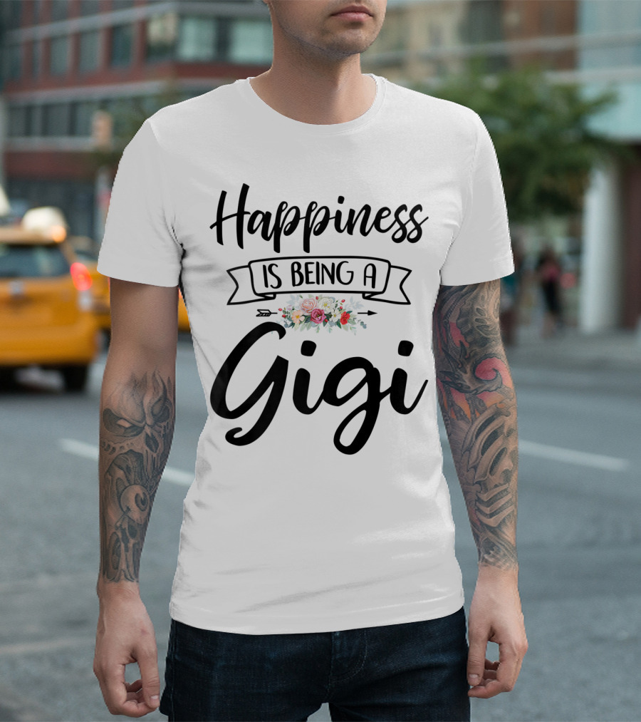 Happiness Is Being A Gigi Mother's Day Floral Wreath T-Shirt